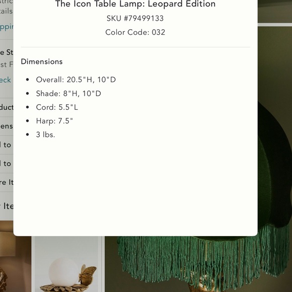 Anthropologie Icon Lamp ~Leopard Edition NWT ( MSRP $298) - Picture 6 of 14